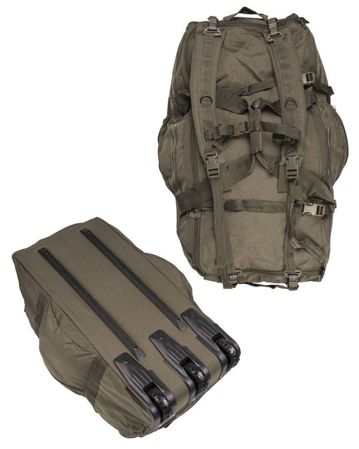 DUFFLE BAG WITH REMOVABLE BACKPACK STRAPS AND WHEELS - 118 L - Mil-Tec® - OD