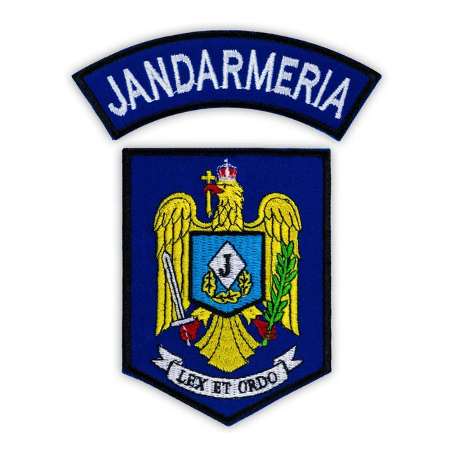 Emblemă brodată manecă Jandarmeria, cu aplicare termică