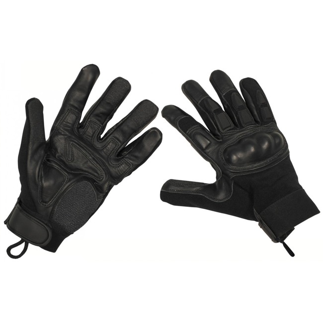 Gloves, black, finger and knuckle protection