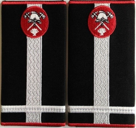 Grade Maior Pompieri ISU, IGSU țesute pe suport textil din paspoal cusut, cu semn de armă metalic