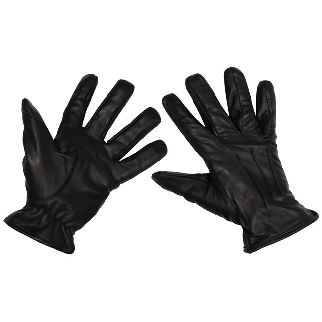 Leather Gloves, black, cut resisting kevlar inlays