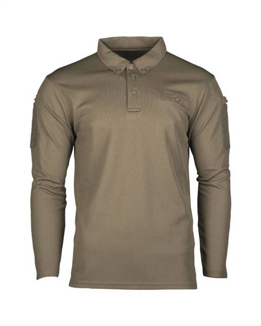 TACTICAL POLO SHIRT WITH LONG SLEEVES - QUICK DRYING - Mil-Tec® - OD