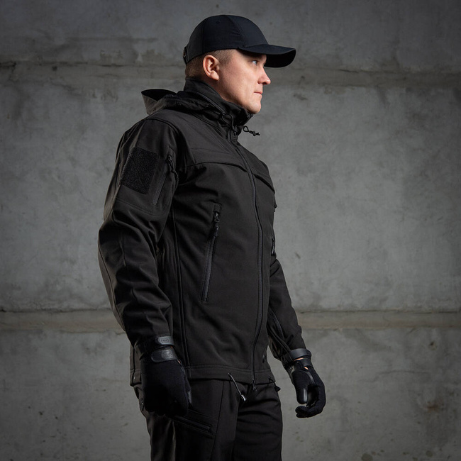 POLICE SOFTSHELL JACKET, BLACK - M-TAC
