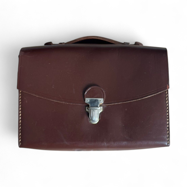 Leather document bag - Romanian Army Military Surplus - In good condition