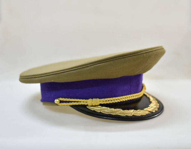 Tiszt sapka - ünnepi modell zsinórral és arany hímzéssel - román hadsereg katonai felesleg - Kék/ OD zöld - Jó állapotban
