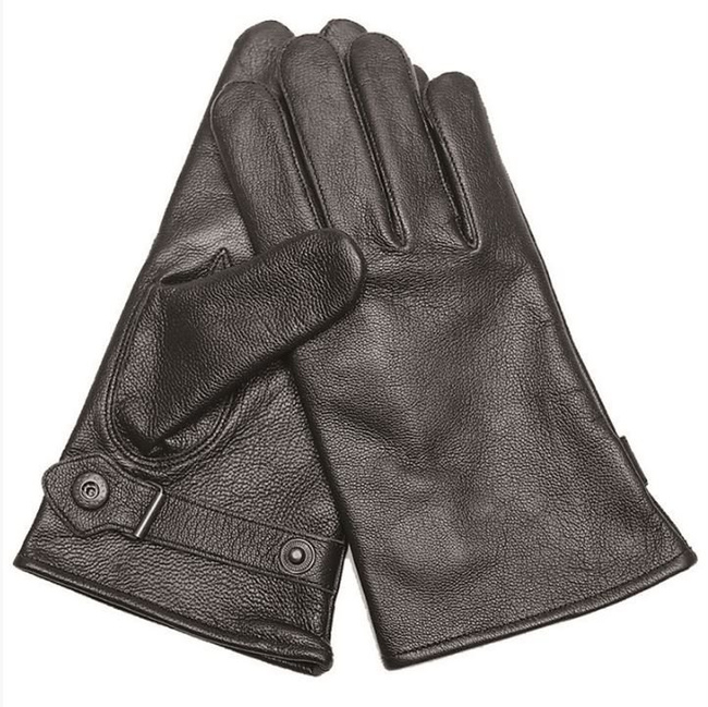 GERMAN BLACK LINED LEATHER GLOVES