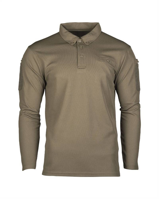 TACTICAL POLO SHIRT WITH LONG SLEEVES - QUICK DRYING - Mil-Tec - OD