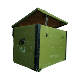 FÁBÓL KÉSZÜLT KATONAI TÁROLÓ LÁDA - ROMÁN HADSEREG TÖBBLET - NR.2 - 85 x 58 x 63 CM