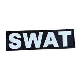 TAKTIKAI KAMPÓS ÉS HUROKTAPASZ - SWAT - 13.5X4 CM - FEKETE PVC HÁTLAPPAL ÉS FEHÉR SZÖVEGGEL