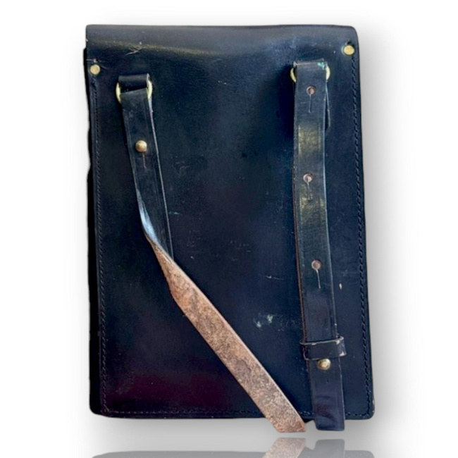 Leather Map Case - Military Porthart from the RSR period - Romanian Army surplus - Black - Used