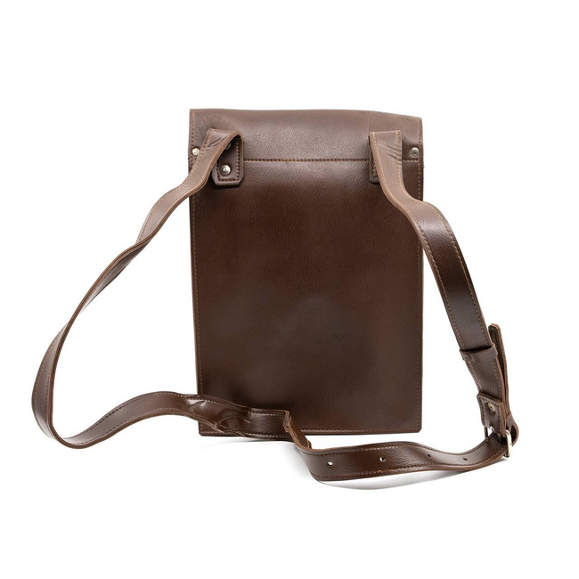 IMITATION LEATHER BAG WITH CONTENTS - MILITARY SURPLUS ROMANIAN ARMY - BROWN - IN GOOD CONDITION