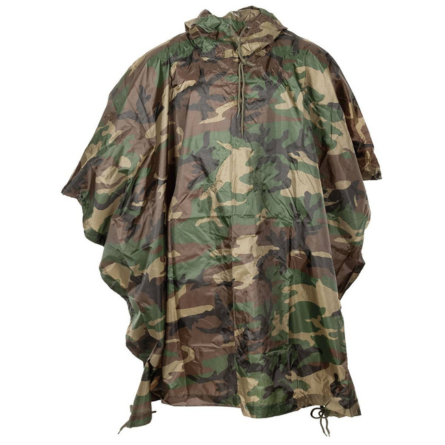 RIP-STOP PONCHO, RAINCOAT - 144 x 223 CM - MFH - WOODLAND CAMOUFLAGE