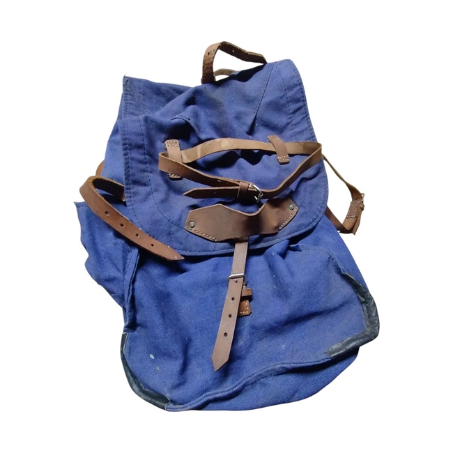 VINTAGE MILITARY RUCKSAK - COLD WAR ROMANIAN ARMY RARE SURPLUS - BLUE - IN GOOD CONDITION