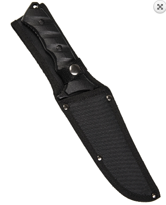 Fekete g10 harci kés nylon burkolattal