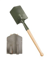 GERMAN FOLDING SHOVEL NEW WITH LEATHER POUCH USED