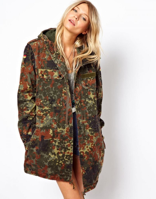 Parka kabát - Német hadsereg (Bundeswehr) katonai felesleg - Flecktarn álcázás - Használt