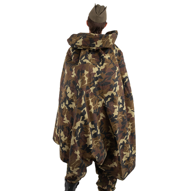 TENT TARPAULIN PLASH-PALATKA RAIN CAPE/SHELTER HALF - 180 x 180 CM - LEAF MOSAIC CAMOUFLAGE - ROMANIAN ARMY MILITARY SURPLUS - LIKE NEW
