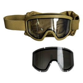 TACTICAL GOGGLES WITH SPARE LENSES - MILITARY SURPLUS ROMANIAN ARMY - DESERT - IN GOOD CONDITION