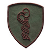 EMBLEMA SEMN DE ARMA MANECA SCUT - MEDICAL - BRODATA PE SUPORT KAKI CU FIR MARO