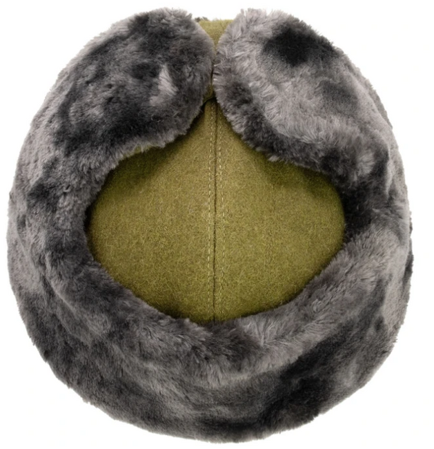 Ushanka CLOTH CAP WITH FUR - GREEN - MILITARY SURPLUS ROMANIAN ARMY - LIKE NEW