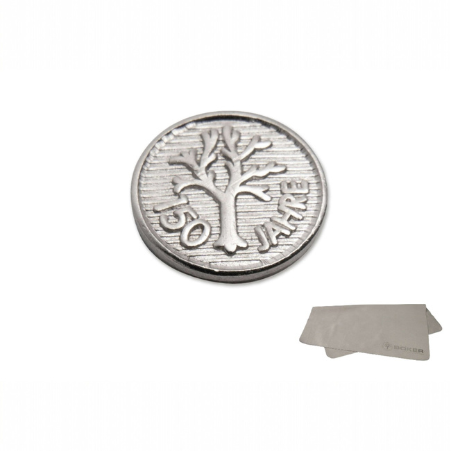 Nickel-Plated Emblem Set - 150th Anniversary Edition - 9 mm - Böker - With Microfiber Cloth
