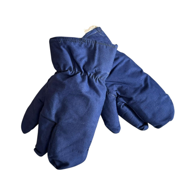 Béléses védőkesztyűk katonai tarpaulin anyagból, háromujjas – Román Katonai Surplus – Sötétkék – Jó állapotban