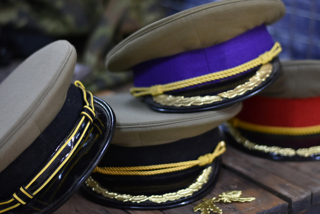 Officer's cap - ceremonial model with cord and gold embroidery - Romanian Army military surplus - Blue/ OD Green - In good condition