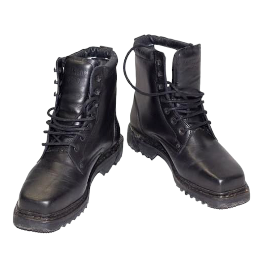 LEATHER MILITARY BOOTS - MOUNTAIN HUNTERS - MILITARY SURPLUS ROMANIAN ARMY - BLACK - LIKE NEW