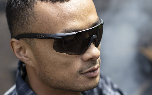 BALLISTIC SUNGLASSES - SABER ADVANCED - WILEY X - GREY/ CLEAR/ LIGHT RUST - Black frame 