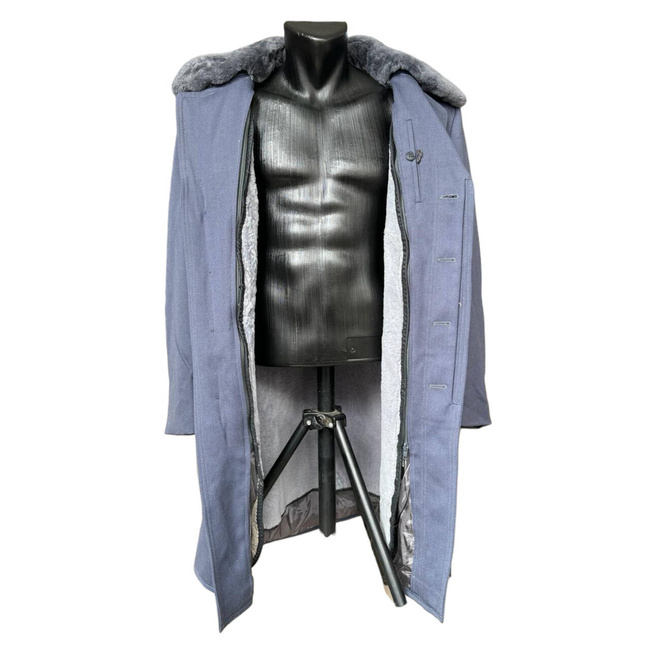 TISZTI HOSSZÚ KABÁT - KATONAI FELESLEG BOLGÁR LÉGIERŐ - REPÜLÉS KÉK - MINT ÚJ