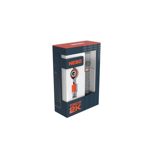 Nebo Torchy 2K LED-es zseblámpa, akkumulátor, 2000lm, 3 fényerőfokozat, turbó funkció és villogó fény, alumínium, IP66, szürke