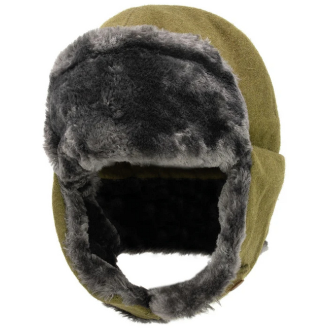 POSZTÓ SAPKA SZŐRMÉVEL - ZÖLD - KATONAI FELESLEG ROMÁN HADSEREG - MINT ÚJ