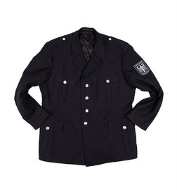 GERMAN FIRE DEPARTMENT UNIFORM JACKET - BLACK - MILITARY SURPLUS - USED