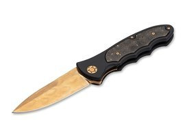 POCKET KNIFE LEOPARD-DAMASCUS III GOLD 42 - BOKER