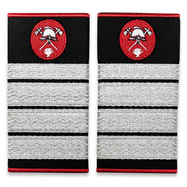 Grade Plutonier Adjutant Șef Pompieri ISU, IGSU țesute pe suport textil din tercot lipit, cu semn de armă brodat