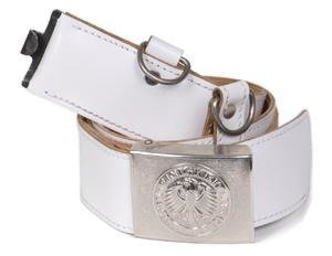 GERMAN ARMY WHITE MUSIKKORPS LEATHER SERVICE BELT W/ BUCKLE USED