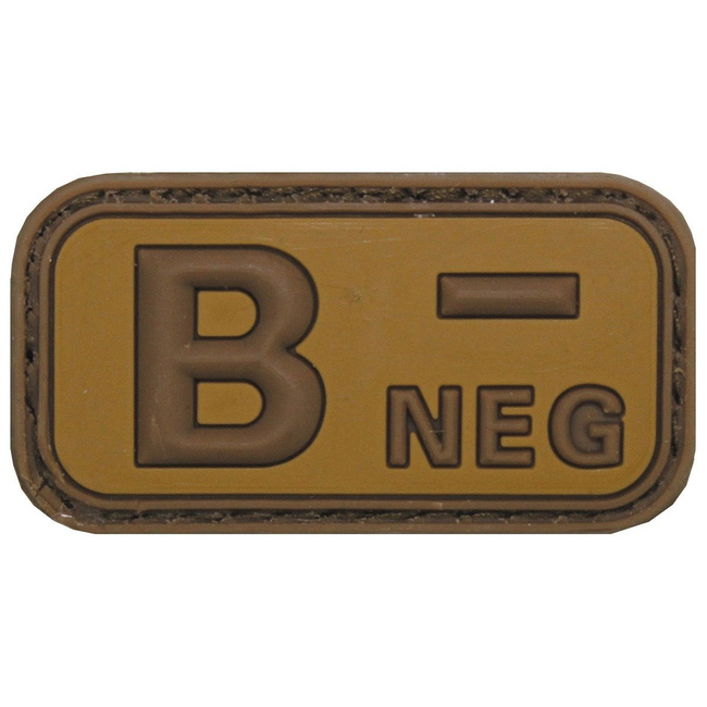 3D VELCRO PATCH - 5 x 2.5 CM - MFH - BROWN/KHAKI - BLOOD GROUP B NEG