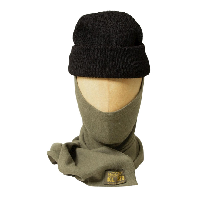 Vintage Half Tubular Scarf - 1970s - Dutch Army Military Surplus - Olive Green - In Good Condition