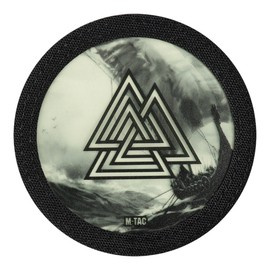 PATCH WALKNUT/DRAKKAR ROUND (80MM) - BLACK/GID - M-TAC