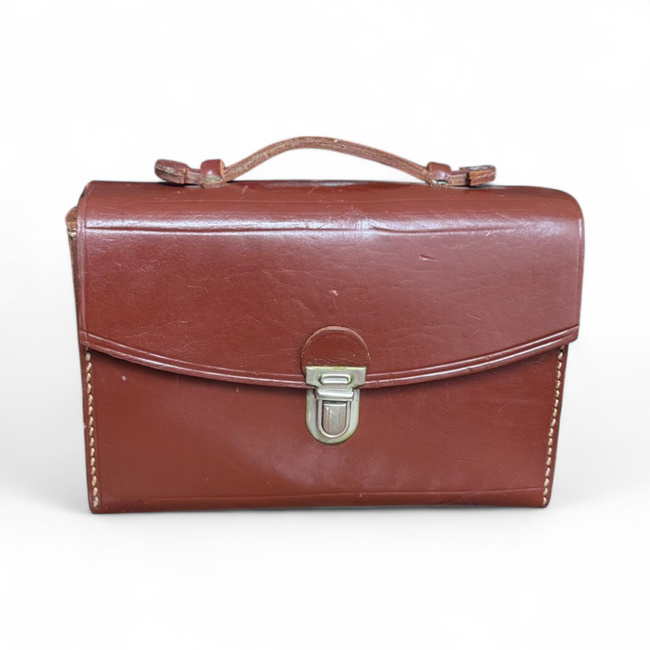 Leather document bag - Romanian Army Military Surplus - In good condition