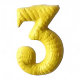 Metallic number - 3 - Yellow - Hungarian Army Military Surplus - Like New