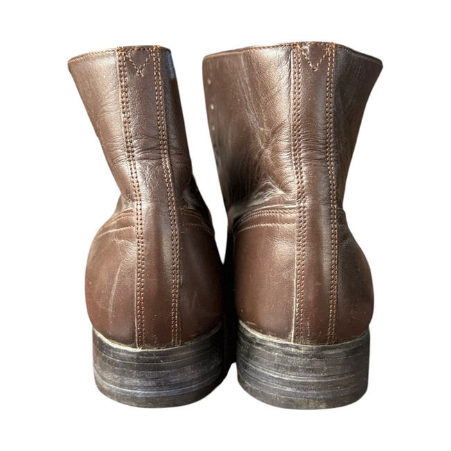 FÉRFI BARNA BŐR CSIZMA - KATONAI FELESLEG A RÓMAI HADSEREGBŐL - JÓ ÁLLAPOTBAN