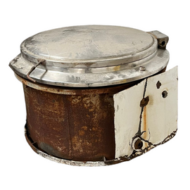 Rozsdamentes acél bojler fedővel - Terepi konyha - Katonai felesleg a román hadseregtől - 200L - Használt