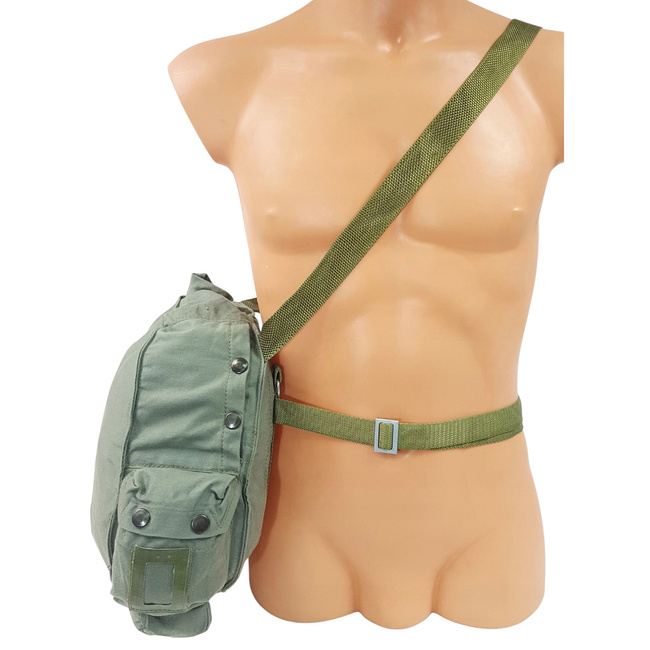 VÁSZON TÁSKA VÉDŐMASZKHOZ - MP4 - 1970-ES ÉVEK - LENGYEL HADSEREG KATONAI FELESLEG - ZÖLD OD - HASZNÁLT