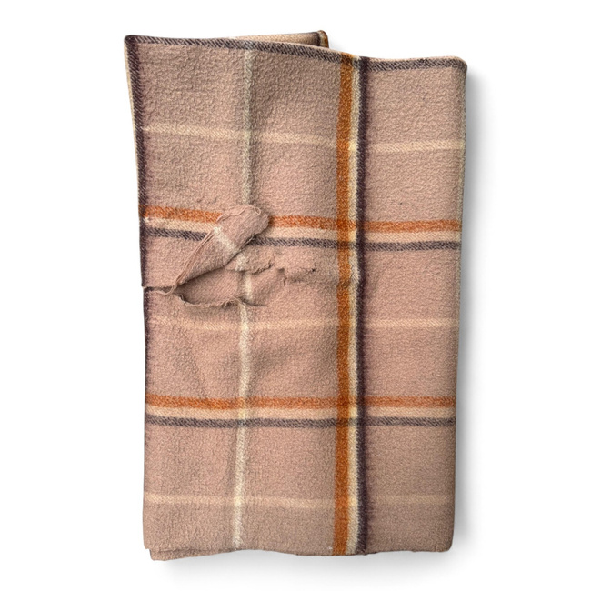 TISZTA GYAPJÚ VINTAGE TAKARÓ - 140x210 CM - ROMÁN HADSEREG KATONAI FELESLEG - MEGROMLOTT -  NAGYON KOPOTT