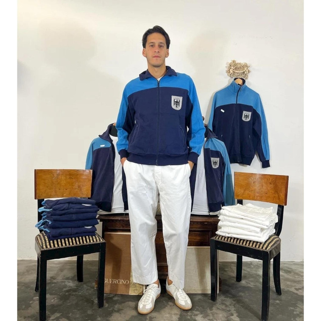 Vintage Melegítődzseki - 1980-as évek - Német Hadsereg Bundeswehr Katonai Felesleg - Kék/Fekete - Használt