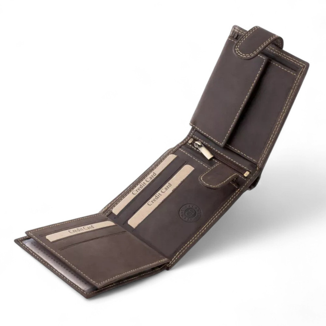 Bőrpénztárca vadászoknak mintával - Kutyalábnyomok - Barna - GreenDeed