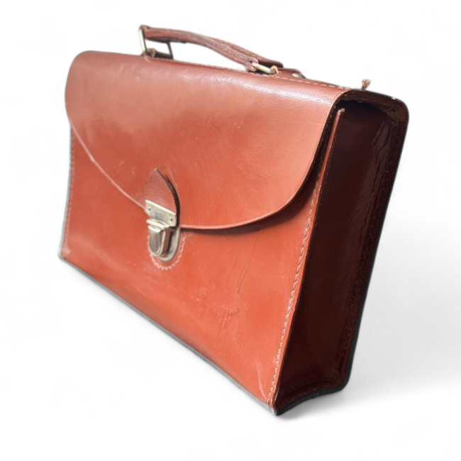 Bőr Dokumentum Táska - Román Hadsereg Katonai Surplus - Barna - Jó Állapotban