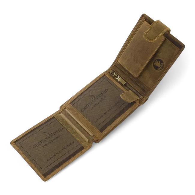 Leather Wallet for Hunters with Print - Bear - GreenDeed