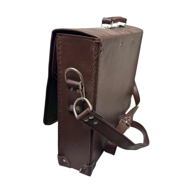 Vintage Aktatáska - Műbőr - 42 x 33 cm - Román Hadsereg Katonai Surplusz - Barna - Jó Állapotban